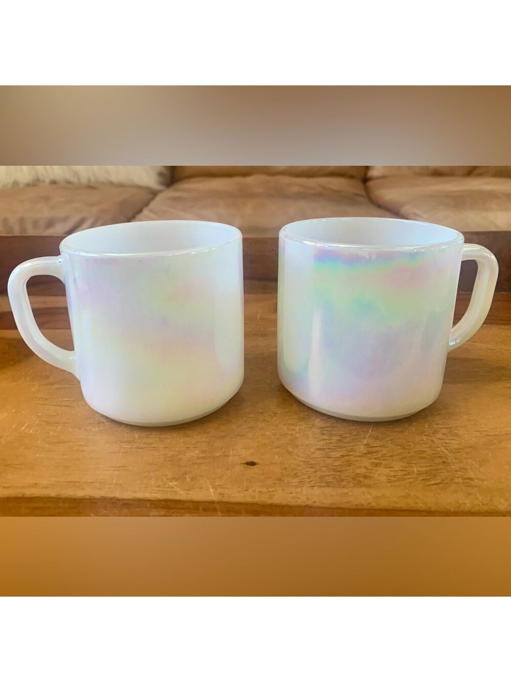 Federal Pair Of Iridescent Mugs Vintage